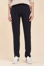 Mirina High-Waisted Cigarette Trousers - Navy Blue