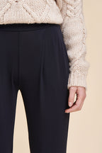 Mirina High-Waisted Cigarette Trousers - Navy Blue