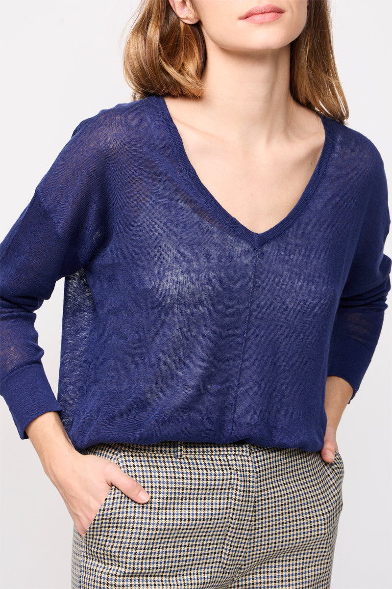 Pasti Midnight Blue Linen Jumper
