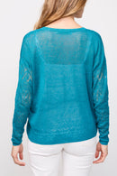 Pull En Lin Pasti Turquoise
