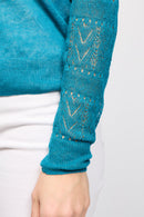 Pull En Lin Pasti Turquoise