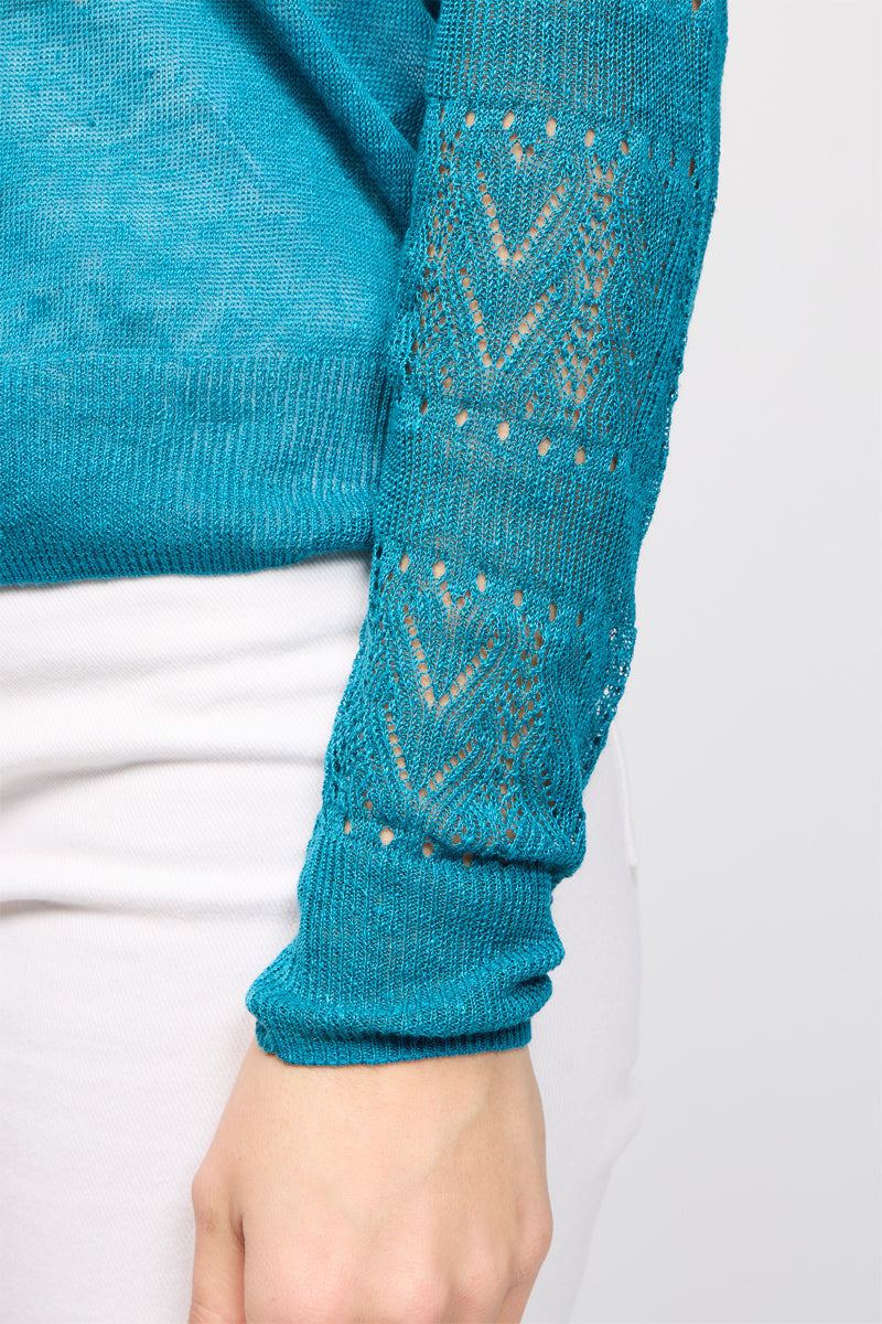 Pull En Lin Pasti Turquoise