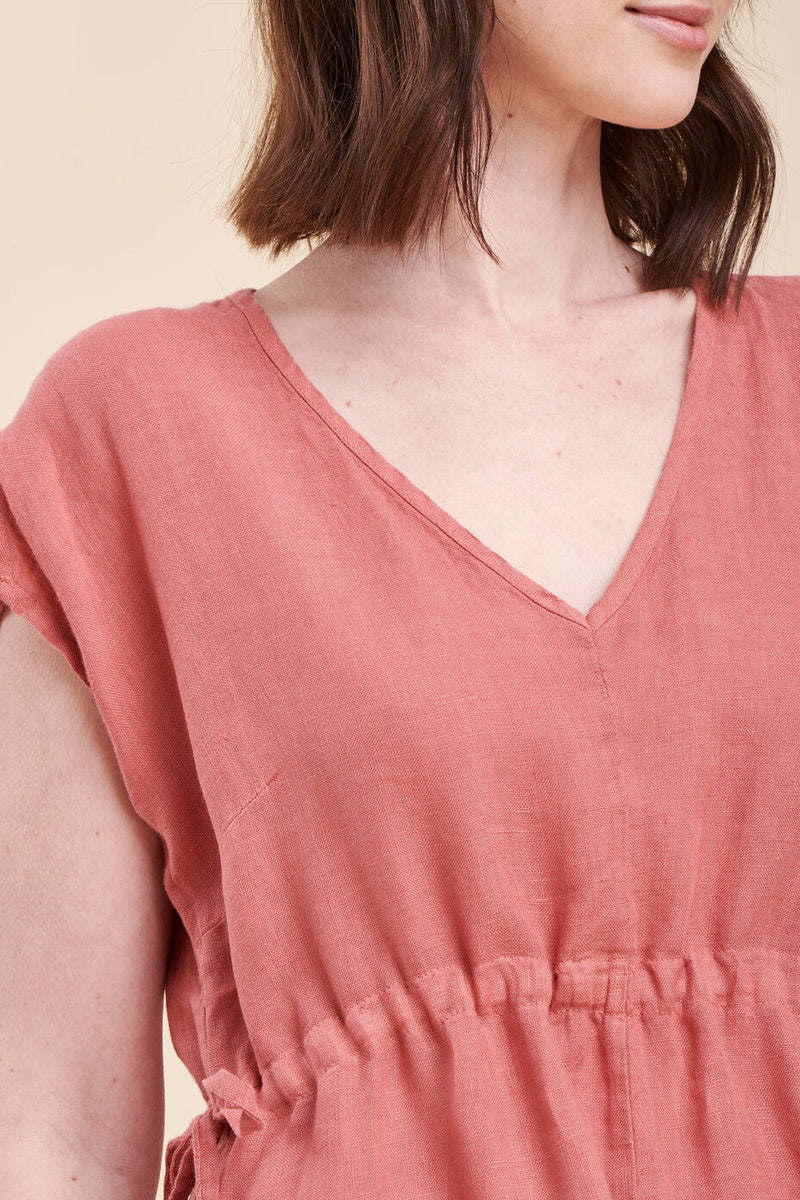 Pelota Linen Midi Dress Salmon