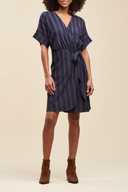 Poseto Navy Blue Wrap Dress