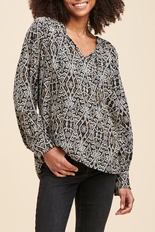 Blouse Pandi Noir Et Écru