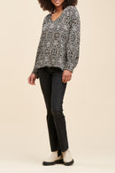 Blouse Pandi Noir Et Écru