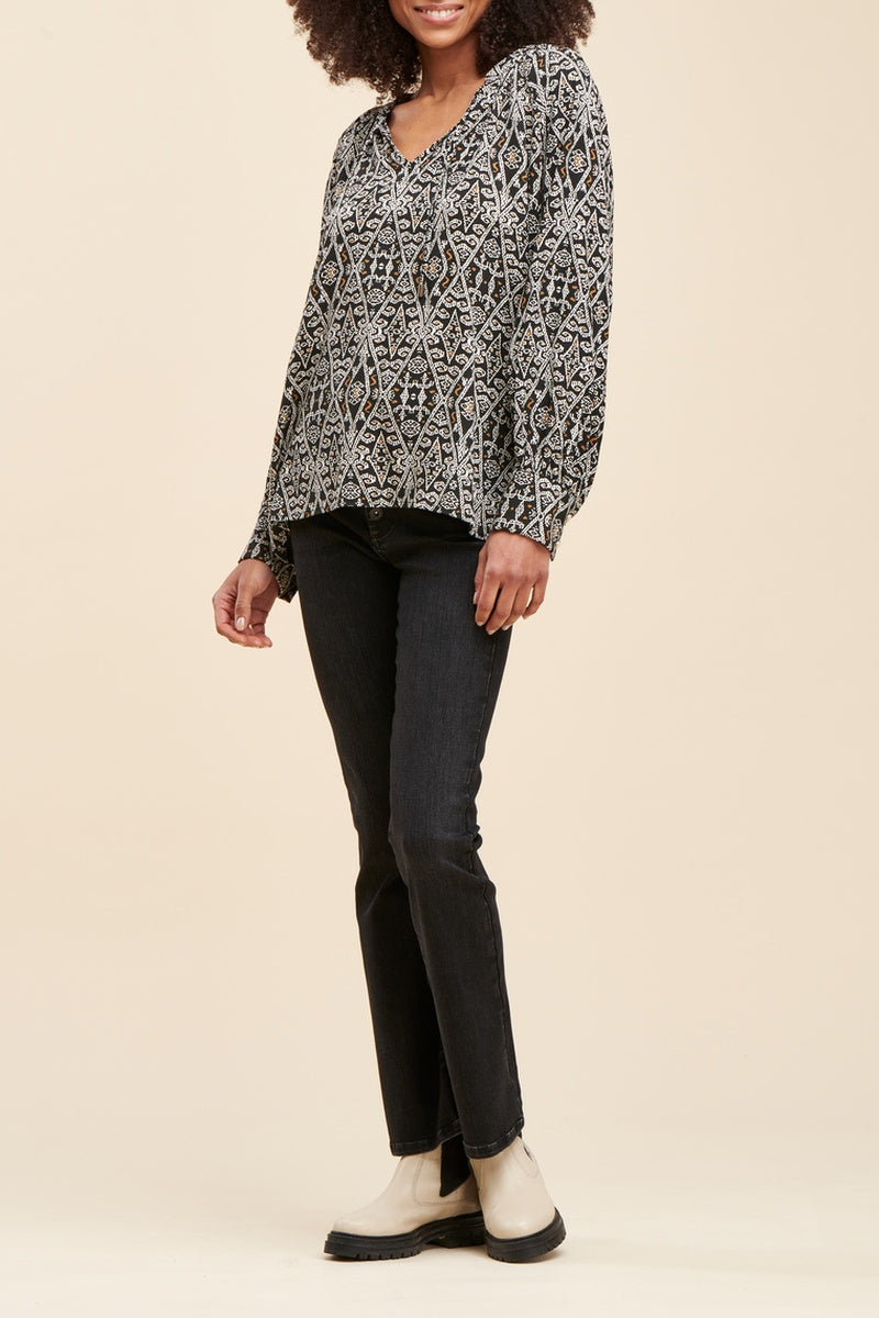 Blouse Pandi Noir Et Écru