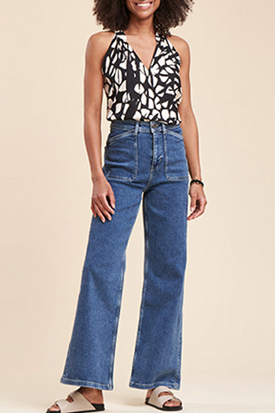 Top Pluma Noir Et Écru
