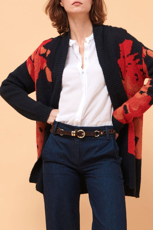 Gilet Long Cachi Bleu Nuit