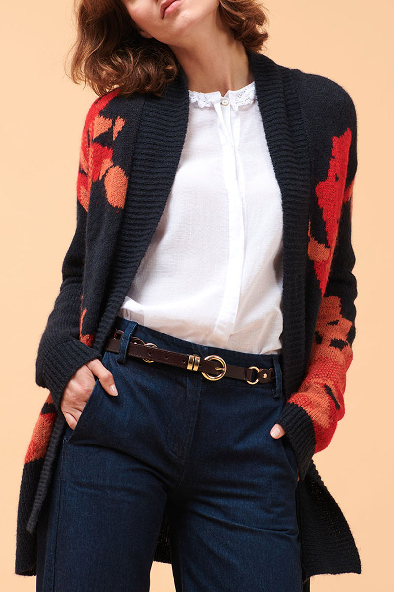 Gilet Long Cachi Bleu Nuit