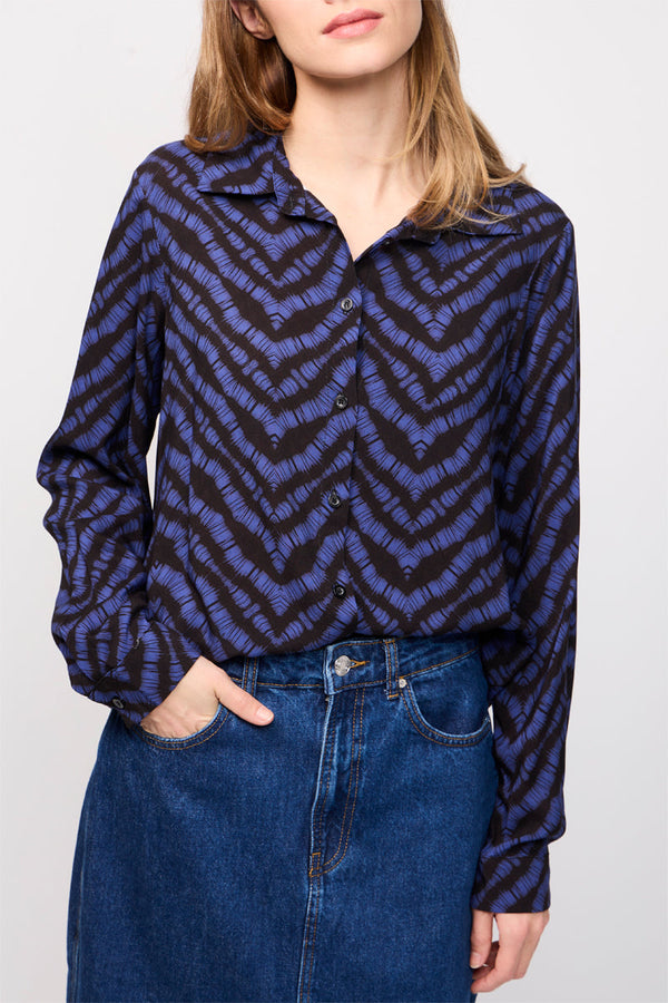 Ayum Blue And Black Blouse