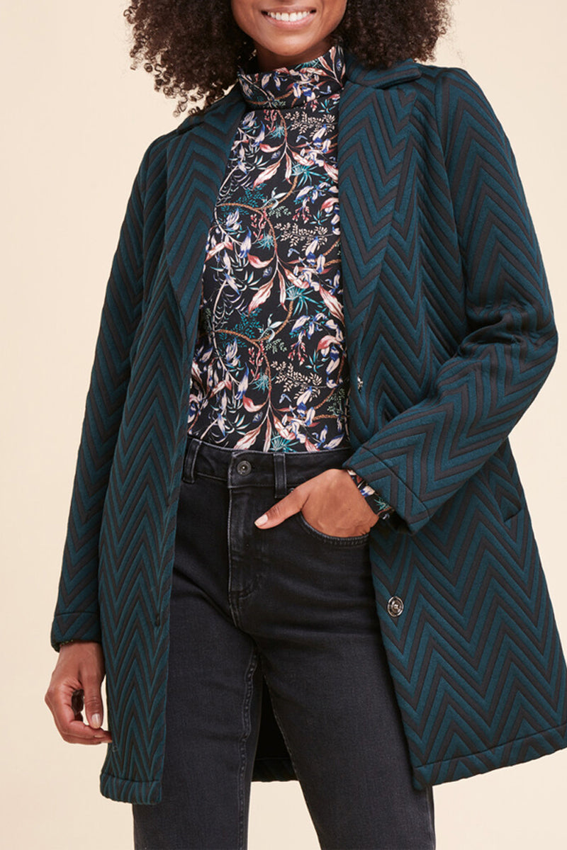 Farda Petrol Blue and Black Coat