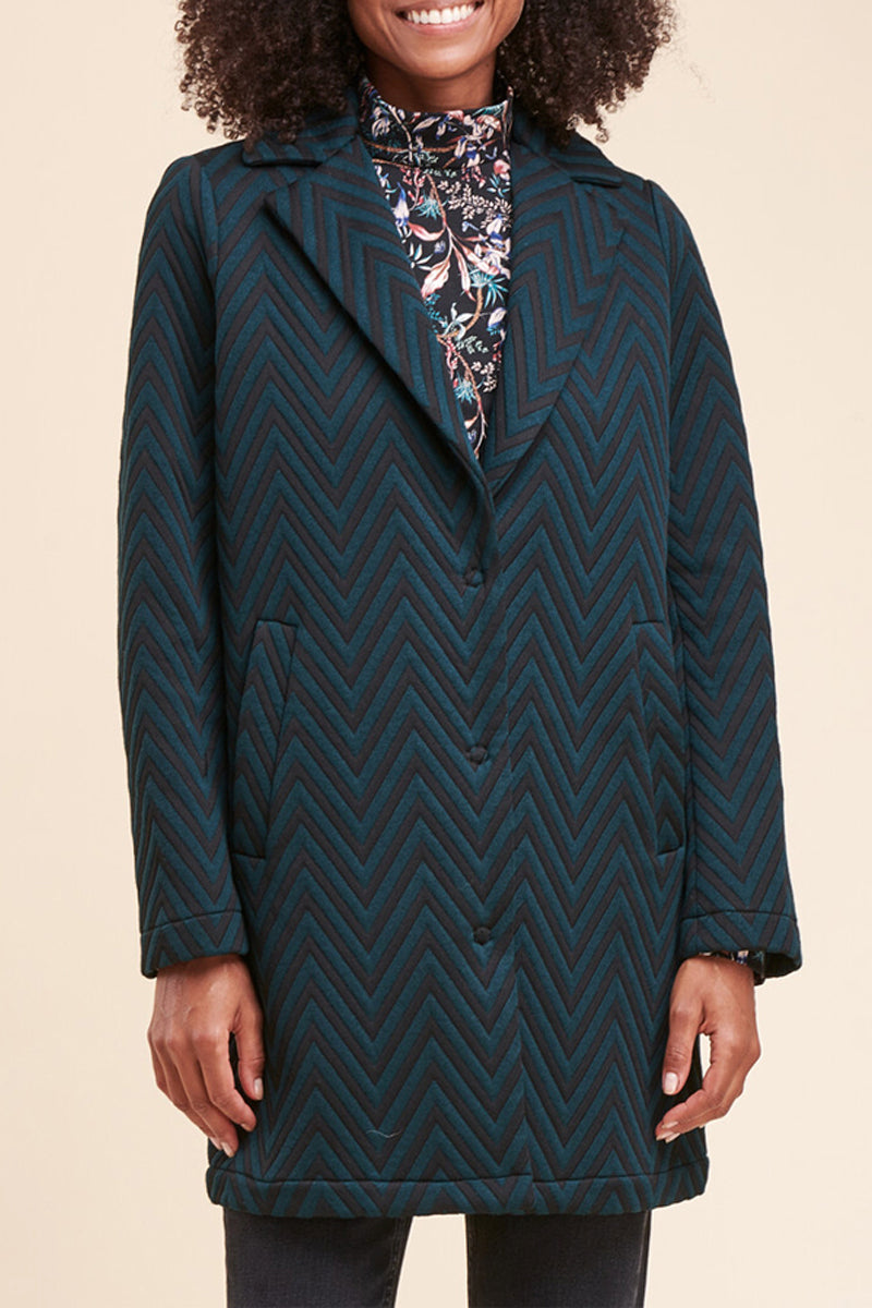 Farda Petrol Blue and Black Coat