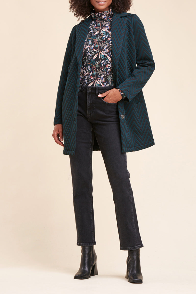 Farda Petrol Blue and Black Coat