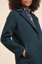 Farda Petrol Blue and Black Coat