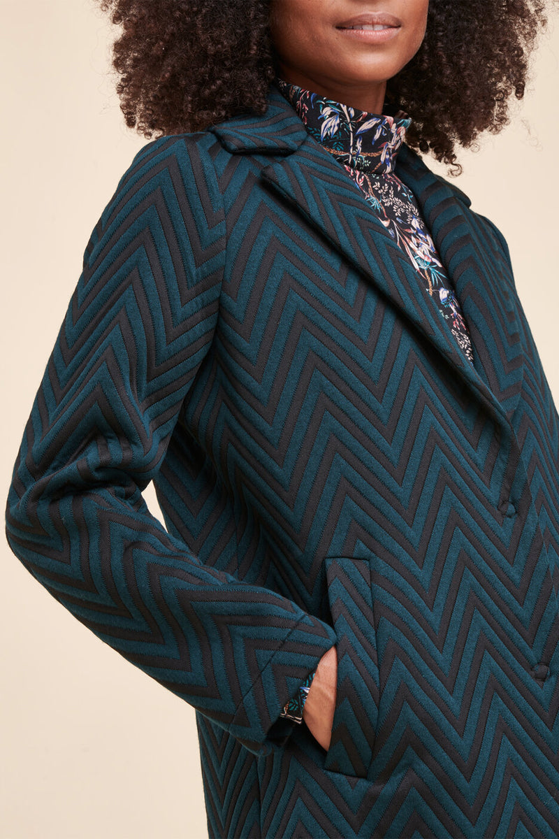 Farda Petrol Blue and Black Coat