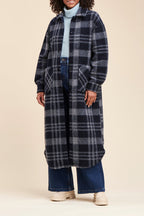 Manteau Rizli Gris Chiné Et Noir