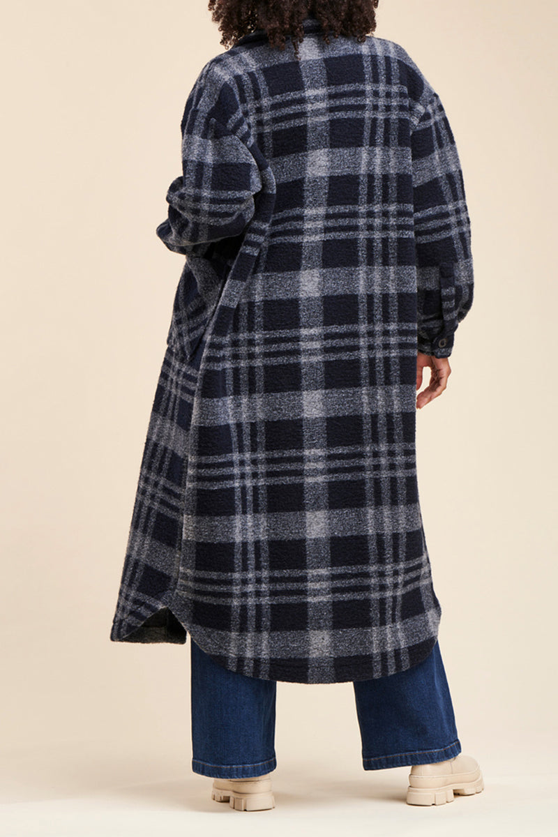 Manteau Rizli Gris Chiné Et Noir