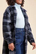 Manteau Rizli Gris Chiné Et Noir