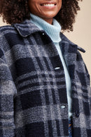 Manteau Rizli Gris Chiné Et Noir