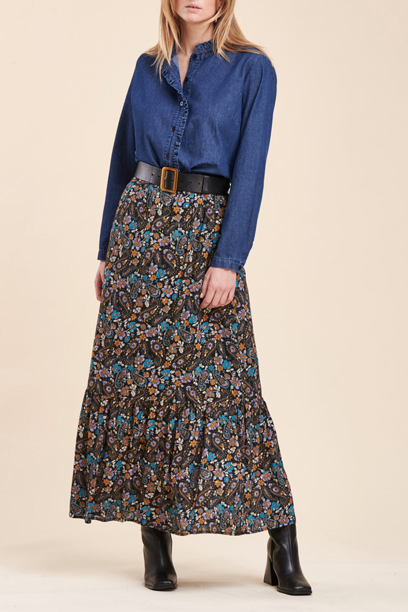 La Fée Maraboutée - Cima High-Waist Long Skirt Black