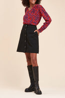 Falda Recta Talle Alto Polara Negro