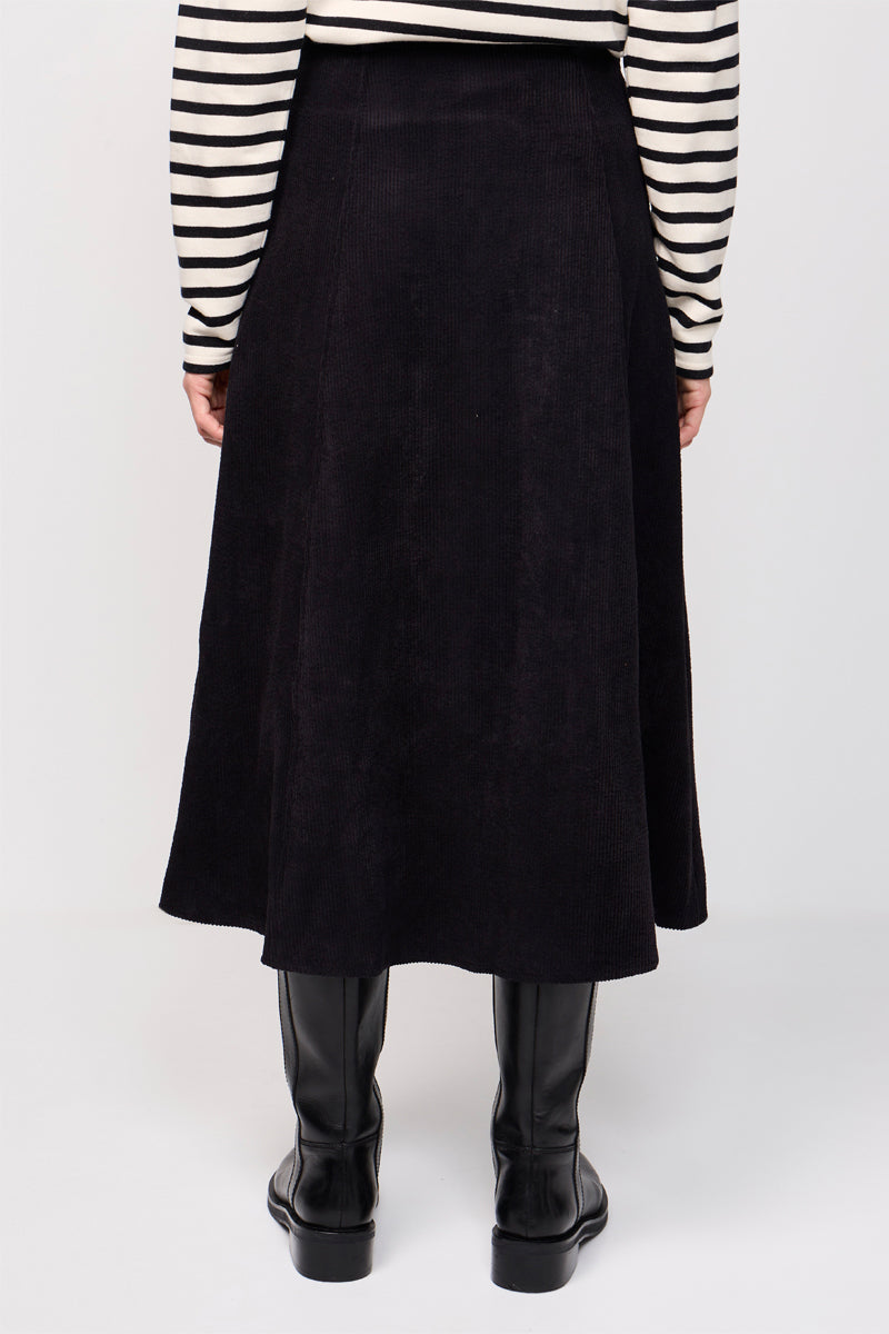 Ravel Corduroy Midi Skirt Black