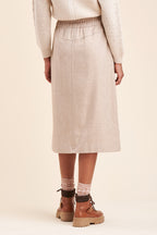 La Fée Maraboutée - Jupe Midi Taille Haute Ricky Beige