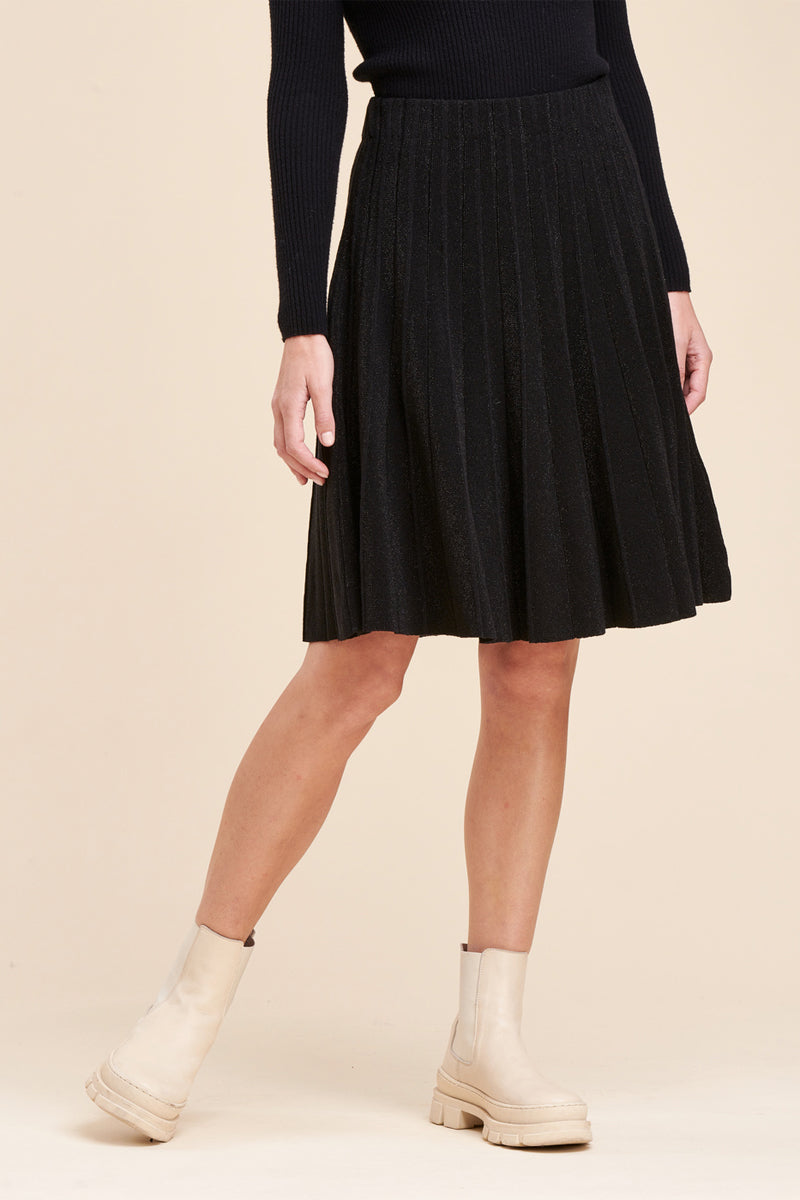 La Fée Maraboutée - Rodez Black High-Waisted Pleated Skirt