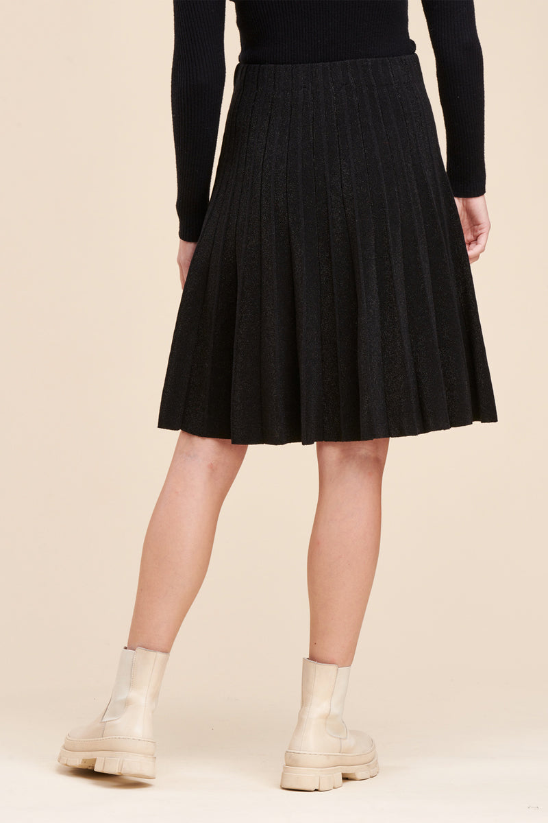 La Fée Maraboutée - Rodez Black High-Waisted Pleated Skirt