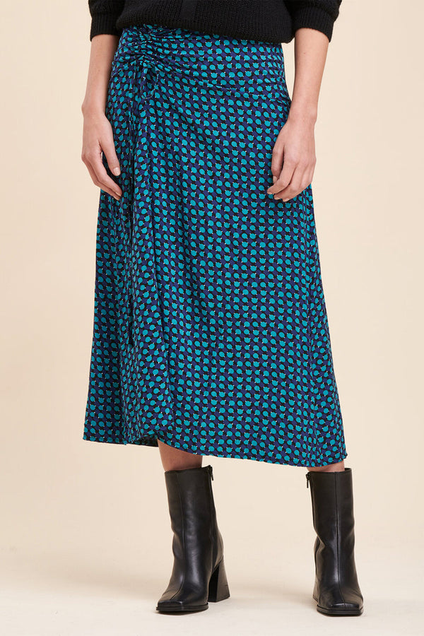 La Fée Maraboutée - Falda Midi Talle Alto Subi Azul Marino