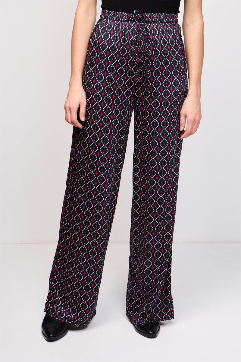 Bacchia Wide Leg Trousers Blue and Red