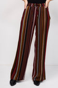 Pantalon Wide Legs Bacchia Rouge Et Marron