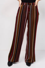 Pantalon Wide Legs Bacchia Rouge Et Marron