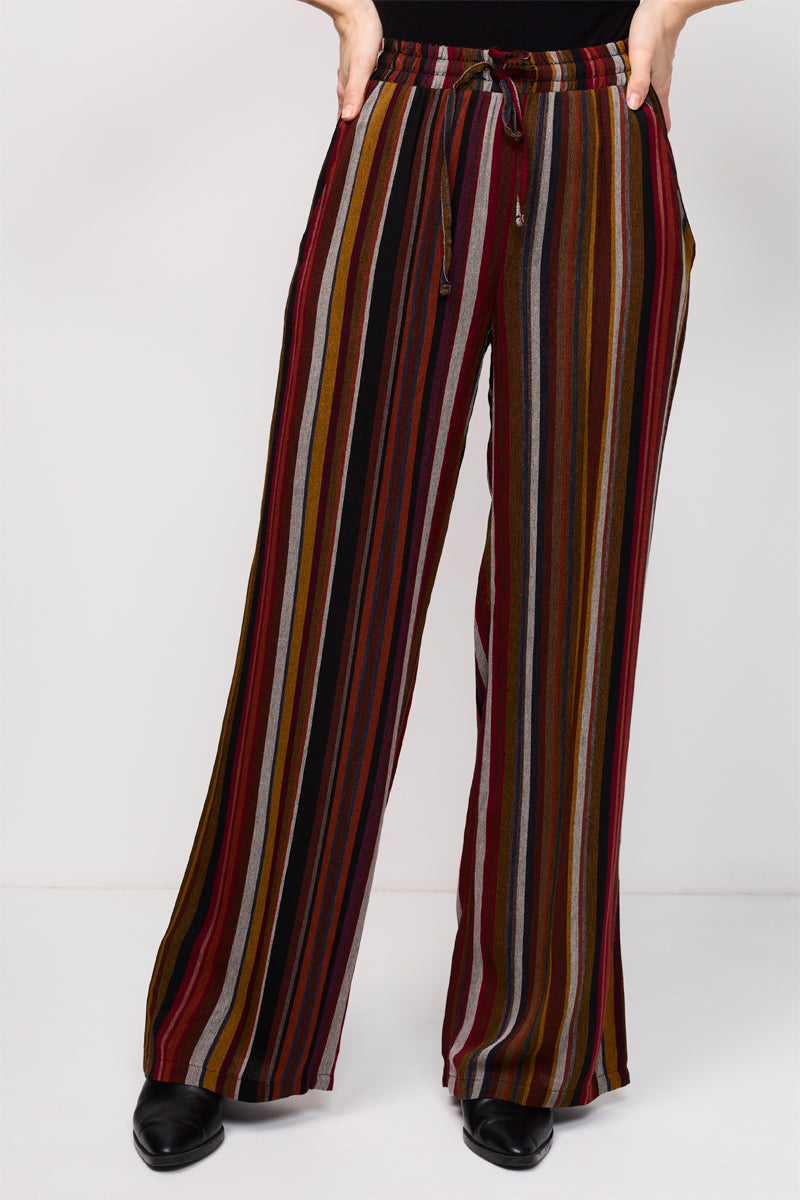 Pantalon Wide Legs Bacchia Rouge Et Marron