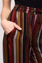 Pantalon Wide Legs Bacchia Rouge Et Marron