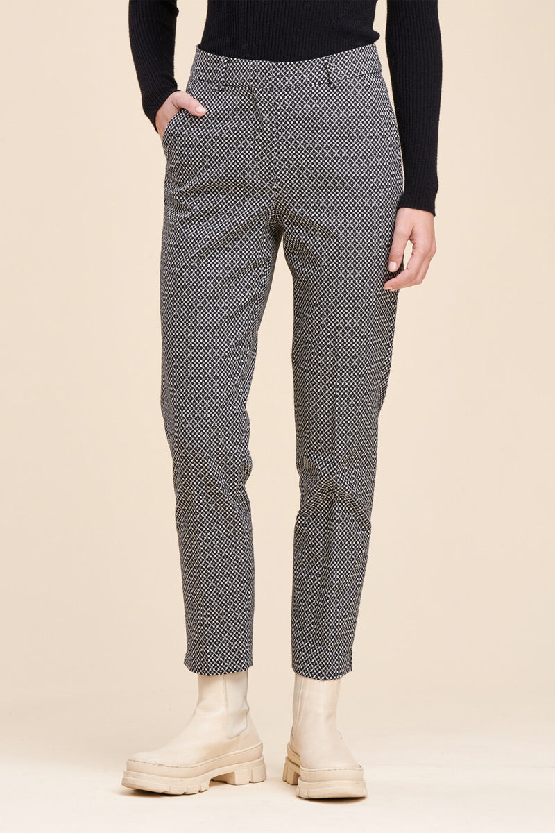 Billy High-Waist Chino Black and Ecru