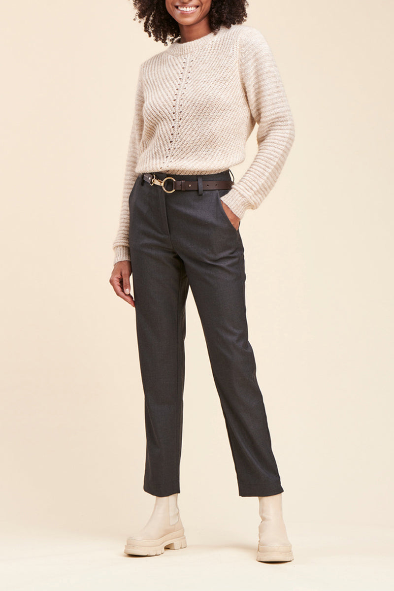 Billy Anthracite Marl High-Waist Chino