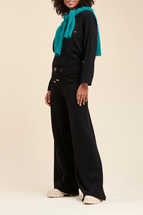 Radial High Waisted Palazzo Pants - Black