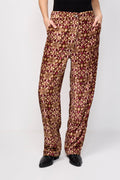 Pantalon Wide Legs Randin Bordeaux Et Doré