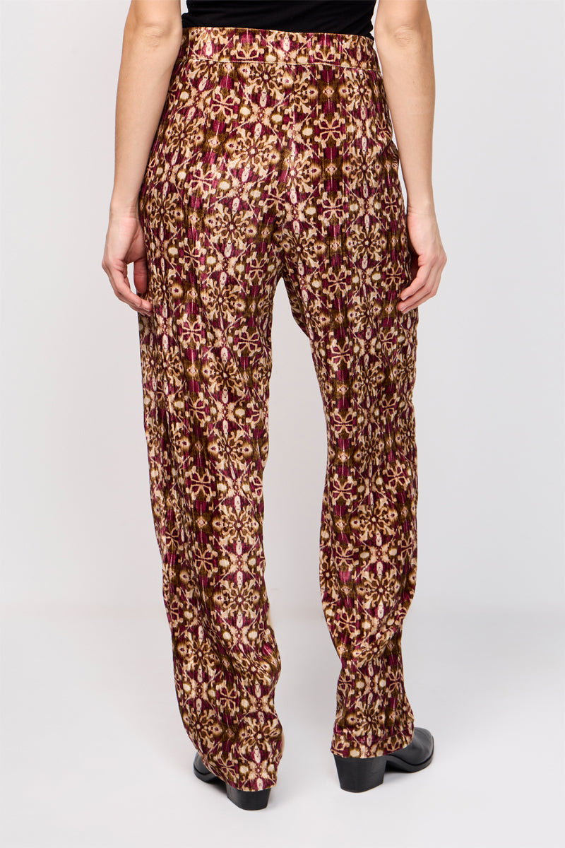 Pantalon Wide Legs Randin Bordeaux Et Doré