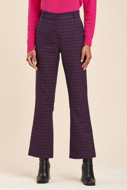 Pantalon Bootcut Taille Haute Rave Bleu Marine Et Violet