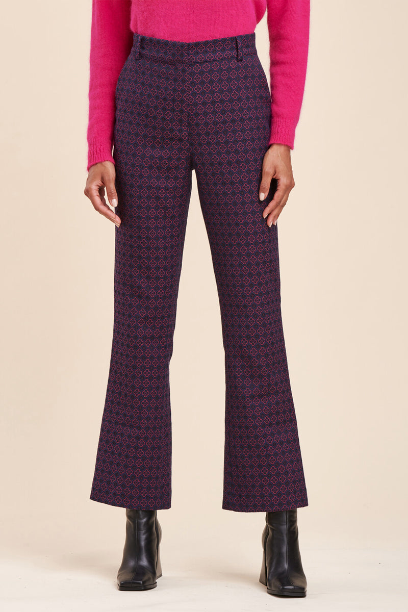 High-Waist Bootcut Trousers Rave Navy Blue And Purple