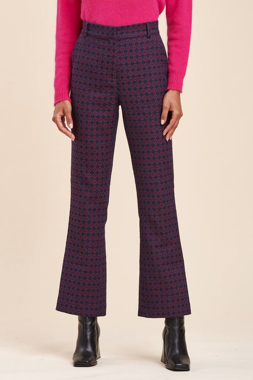 Navy Blue And Purple Rave High Waisted Bootcut Pants