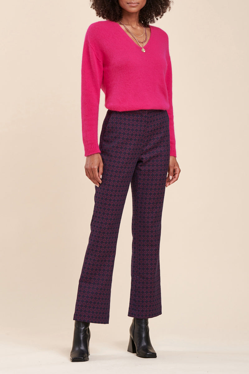 High-Waist Bootcut Trousers Rave Navy Blue And Purple
