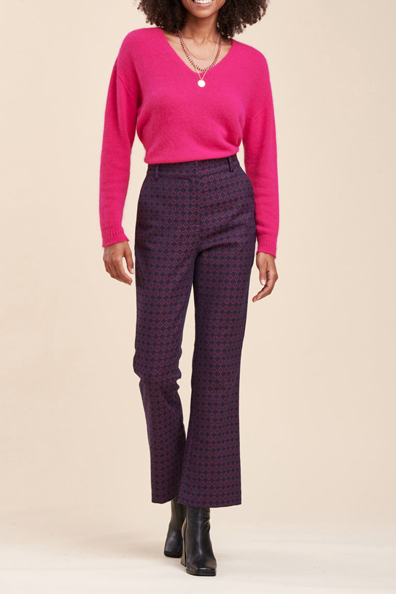 Pantalon Bootcut Taille Haute Rave Bleu Marine Et Violet