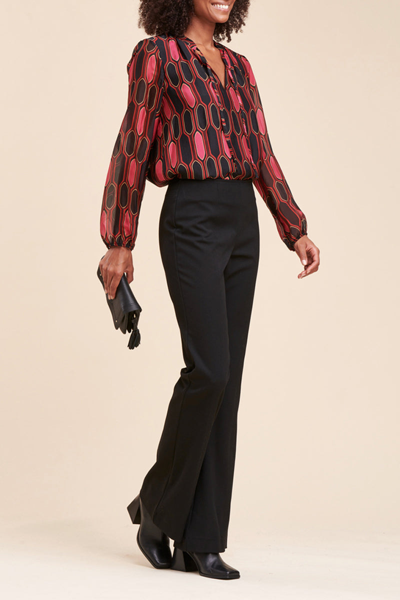 Pantalones acampanados de talle alto Recall Negros