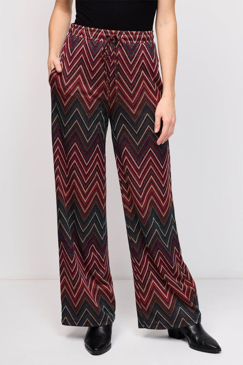 Rocco Burgundy And Gold Wide Legs Trousers
