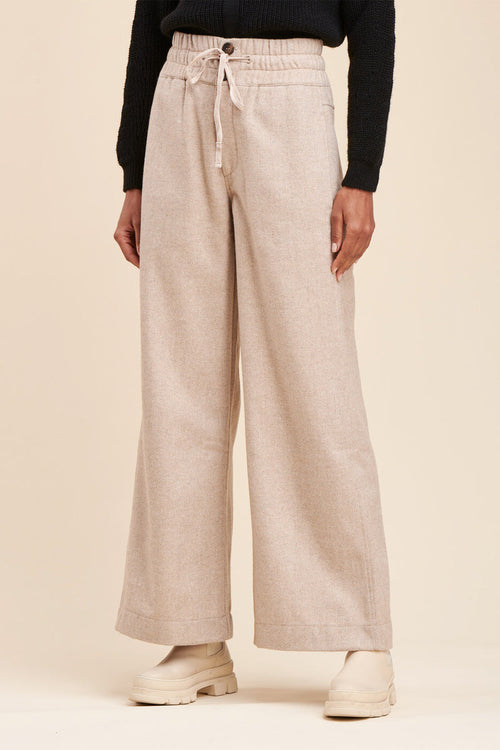 Rostand High Waisted Wide Legs Pants - Beige