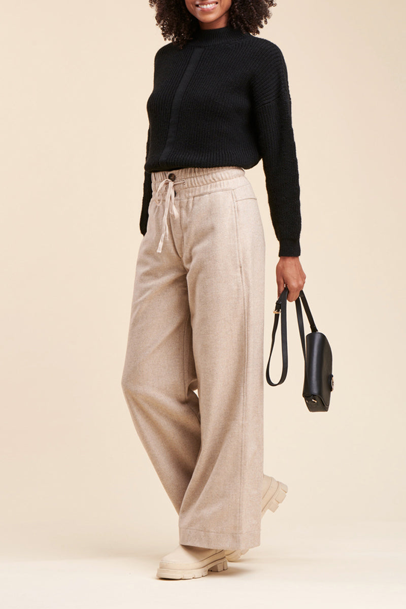 Pantalon Wide Legs Taille Haute Rostand - Beige